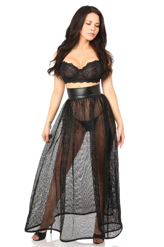 Petite - sized pencil skirt with a shorter hemlinePlus Size Fishnet & Faux Leather Long Skirt