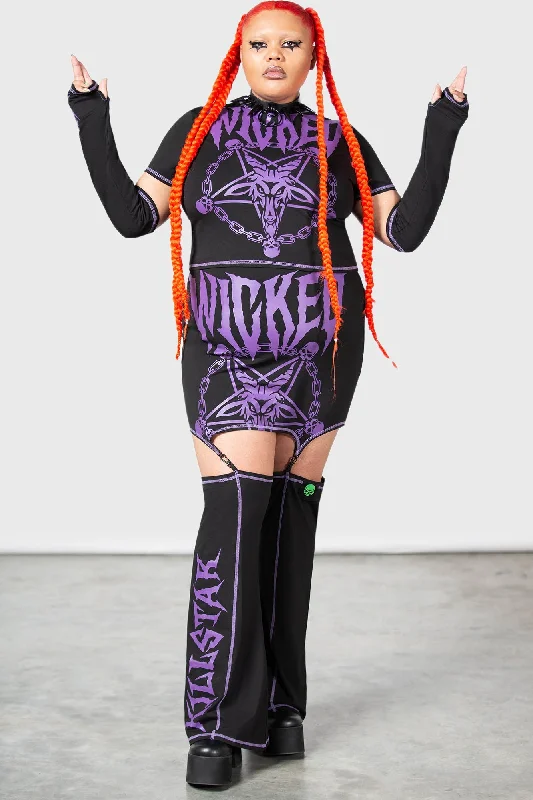 Glitter - embellished mini skirt for a fun and flashy clubbing lookMartyr Suspender Skirt [PLUS]