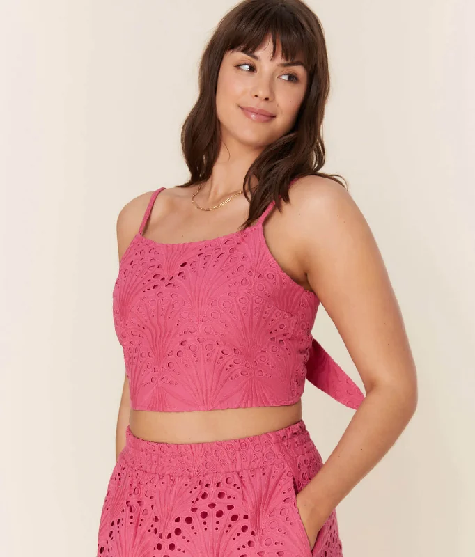 The Santiago Crop Top - Eyelet - Rosette