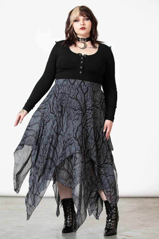 High - low hem chiffon skirt for a modern and elegant appearanceDasia Maxi Skirt [PLUS]