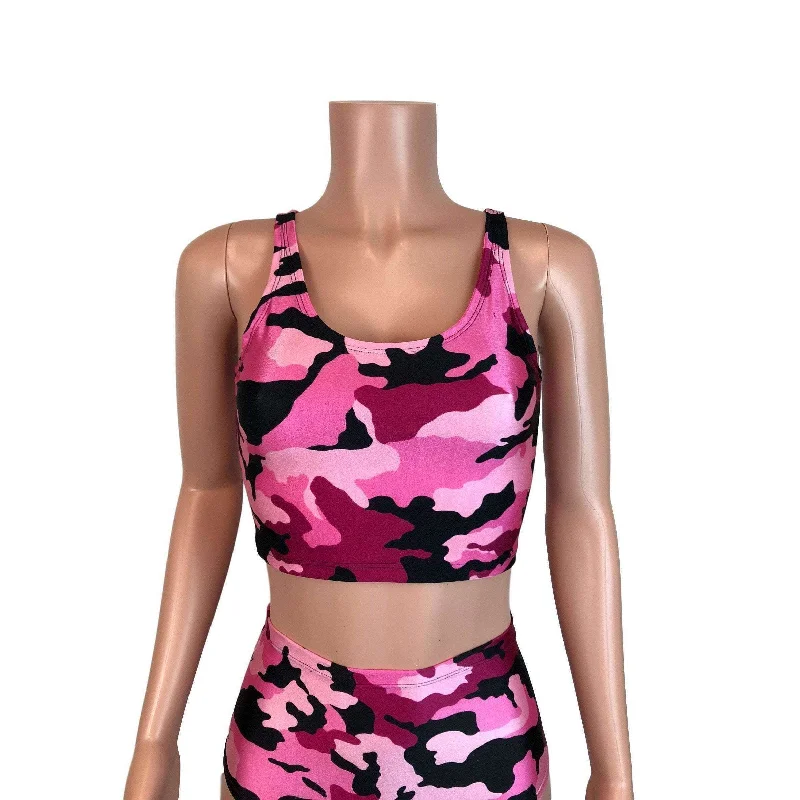 Sheer Mesh Women's Crop Top in White for a Sexy and Alluring Summer LookCrop Tank Top - Pink Camo Sheer Mesh Women's Crop Top in White for a Sexy and Alluring Summer LookCrop Tank Top - Pink Camo