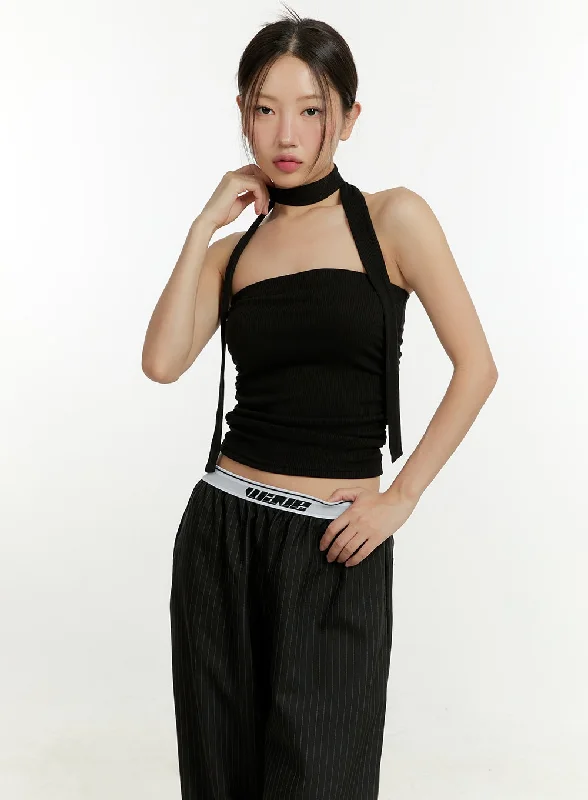 Shirred Tube Top with Thin Scarf Set CU426