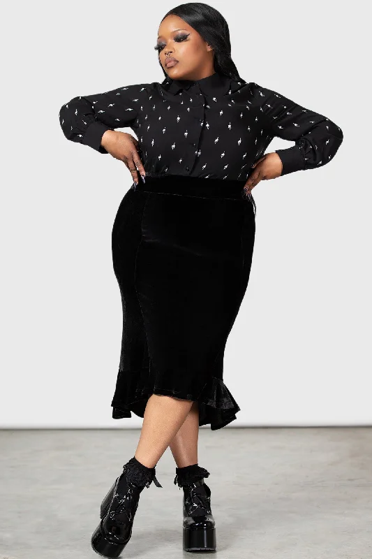 Checkered wool blend skirt for a preppy autumn outfitLittle Storm Cloud Midi Skirt [PLUS]