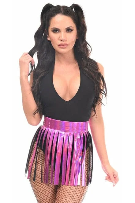 Antibacterial sport skirt for fitness enthusiastsFuchsia Holo Fringe Skirt