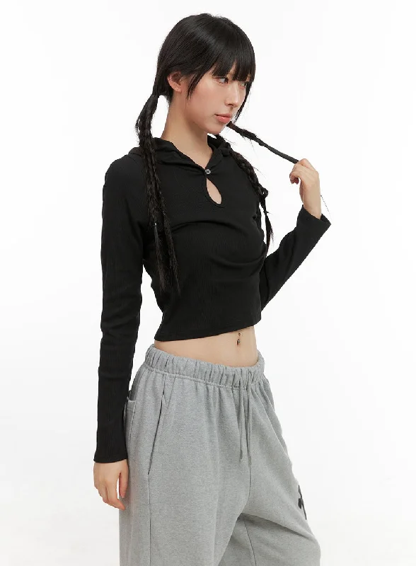 Buttoned Hoodie Crop Top CG419