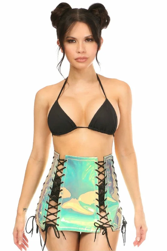Maxi - length floral print skirt for summer beach vacationsMint Holo Lace-Up Skirt