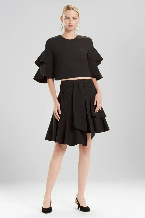 Cotton Poplin Tie Front Skirt