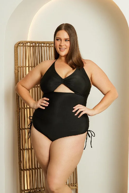 Black Cut Out One Piece Swimsuit