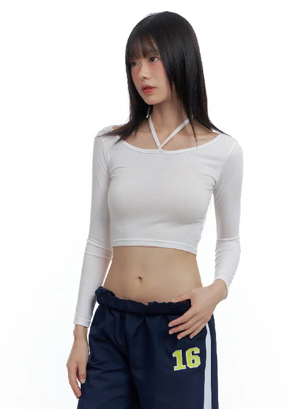 Button - Down Women's Cotton Crop Top in Denim Blue for a Classic and Versatile LookSlim Fit Solid Halter Crop Tee CS419 Button - Down Women's Cotton Crop Top in Denim Blue for a Classic and Versatile LookSlim Fit Solid Halter Crop Tee CS419