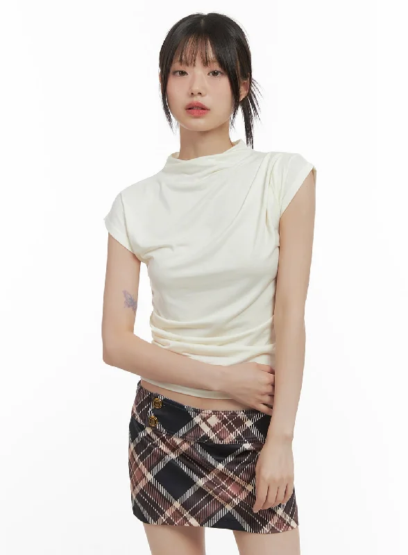 Tie - Front Women's Crop Top in Orange for a Playful and Adjustable FitSlimLine Turtleneck CropTop CS412 Tie - Front Women's Crop Top in Orange for a Playful and Adjustable FitSlimLine Turtleneck CropTop CS412