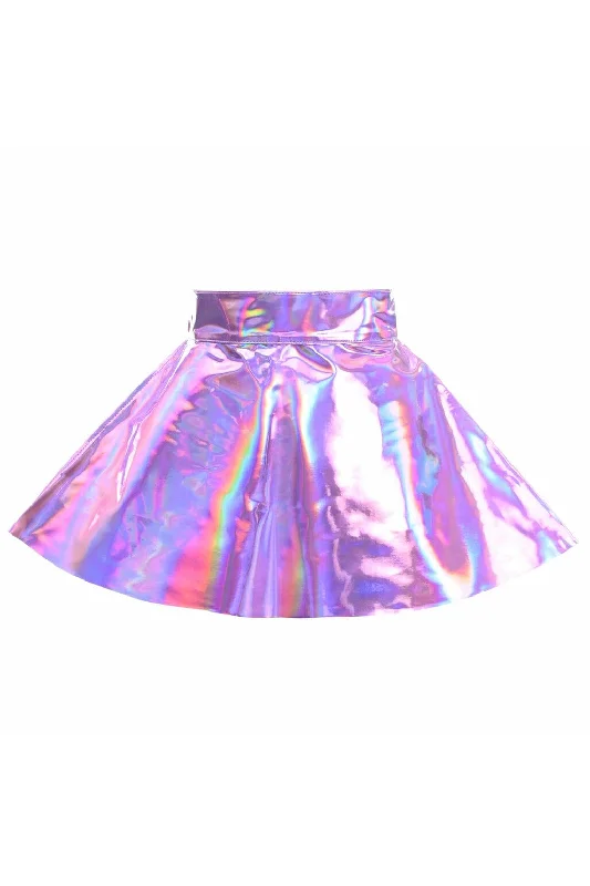 Sustainable organic cotton skirt for eco - conscious consumersLavender Holo Skater Skirt