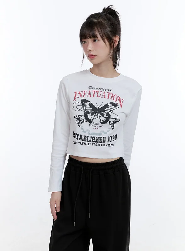 Graphic Long Sleeve Crop Top CG413