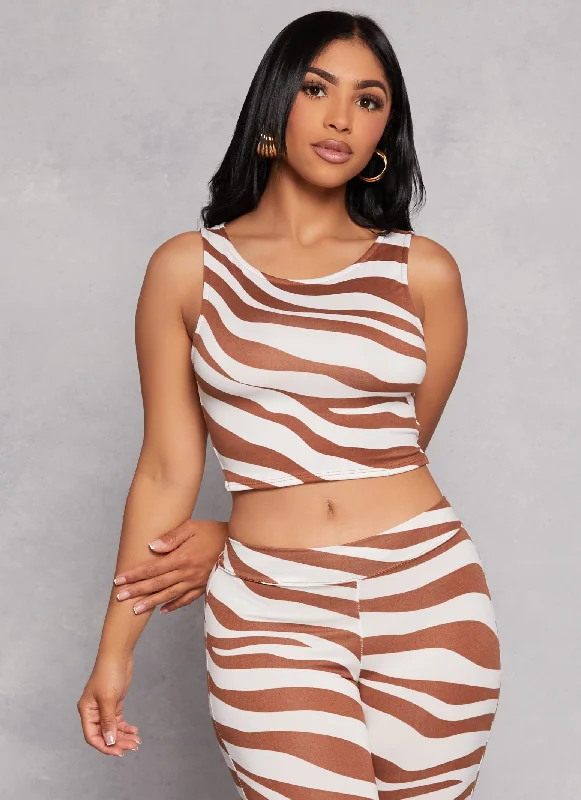 Zebra Print Caged Open Back Crop Top