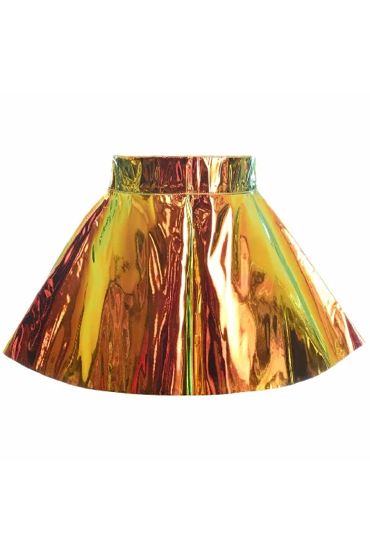 Elastic - waisted jersey skirt for ultimate comfort during pregnancySunset Holo Skater Skirt