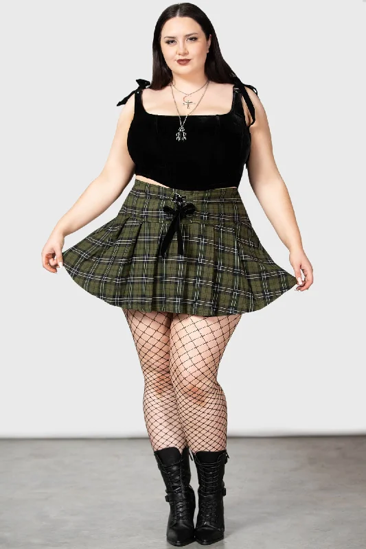 High - low hem chiffon skirt for a modern and elegant appearanceDark Canopy Pleated Skirt [PLUS]
