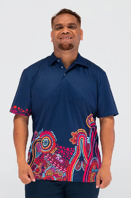 Navy blue slim - fit polo shirt for office wearKnowledge Holders UPF50+ Navy Bamboo Essence Polo Shirt