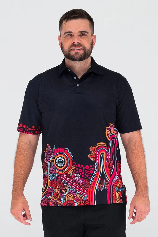V - neck polo shirt in soft merino wool for winterKnowledge Holders UPF50+ Black Bamboo Essence Polo Shirt