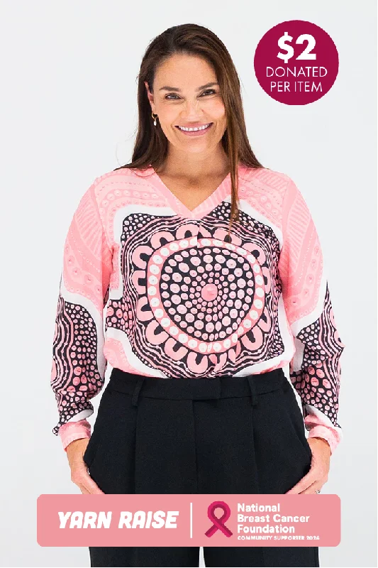 Moisture - wicking polo shirt for outdoor workoutsBoobie Sista V Neck Women's Long Sleeve Blouse
