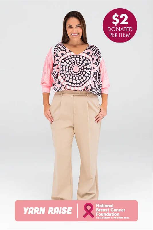 Floral print short - sleeve polo shirt for a feminine lookBoobie Sista Dolman Sleeve Top