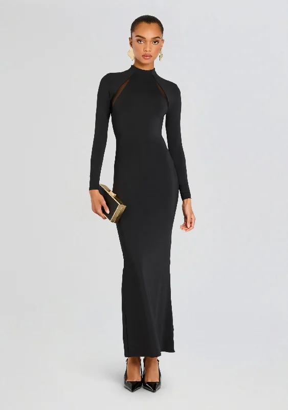 Sleeveless Women's Silk - Trimmed Sweaters for SummerKrystal Maxi Dress with Mesh Paneling