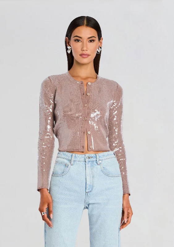 Plus Size Women's Side - Slit Sweaters in Bold SolidsAnnamarie Sequin Knit Cardigan