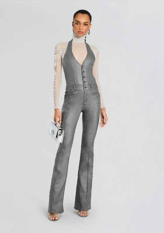 Mock Neck Women's Alpaca Wool Sweaters in Earth TonesCynthia Coated Denim Jumpsuit