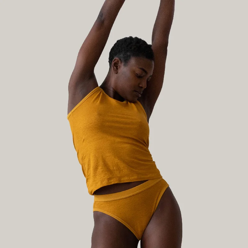 Women's Long Sleeve Turtleneck Cashmere SweatersTA-CT TANK TOP FUJI - SAFFRON