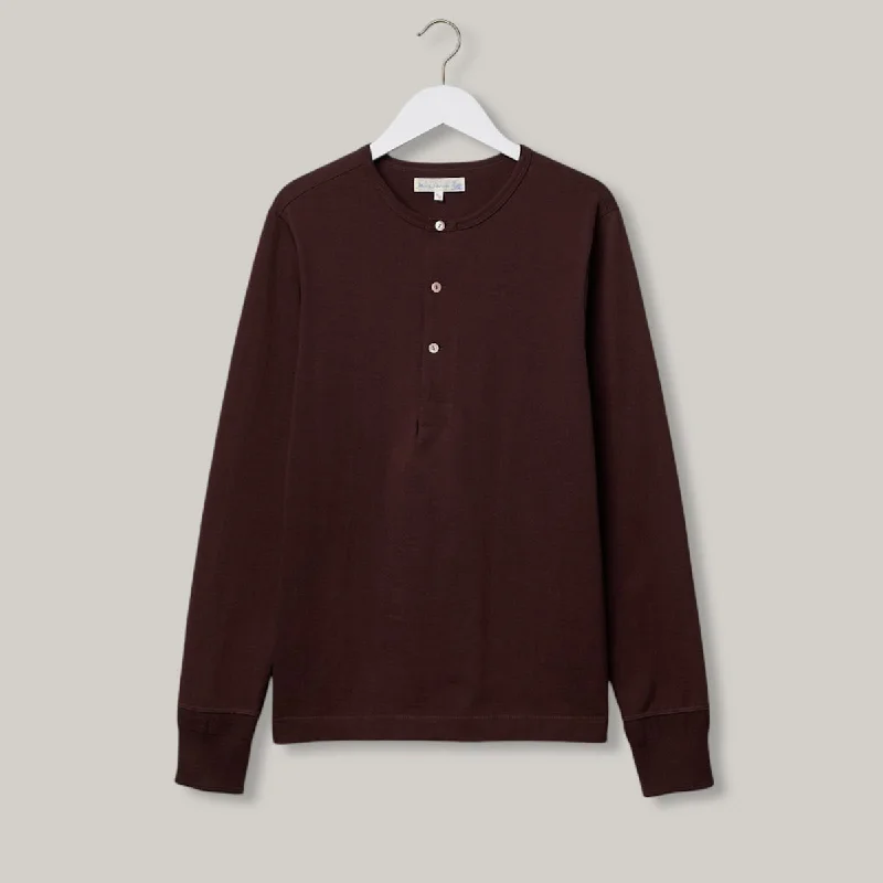 V - Neck Women's Ribbed Wool Sweaters for FallMERZ B SCHWANEN HENLEY SHIRT 206 - COFFEE V - Neck Women's Ribbed Wool Sweaters for FallMERZ B SCHWANEN HENLEY SHIRT 206 - COFFEE