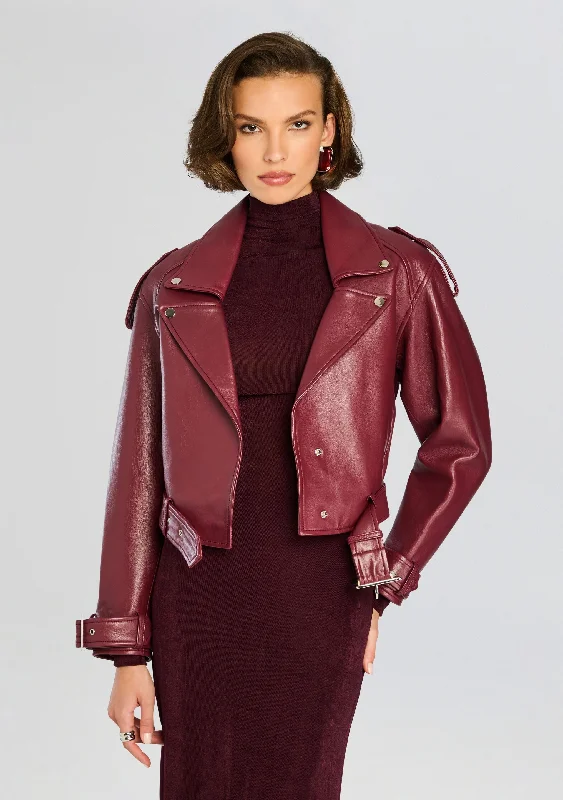 Plus Size Women's Ruffled Hem Sweaters in Floral PrintsEinsley Leather Jacket
