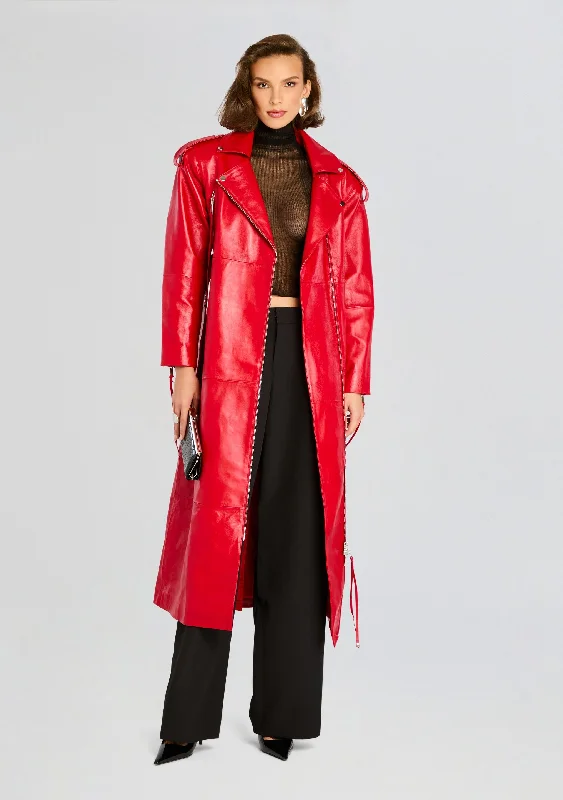 Tie - Front Women's Lambswool Sweaters in Pastel HuesKnightley Leather Trench Coat