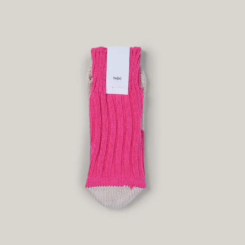 Plus Size Women's Oversized Chunky Knit SweatersTS(S) UNPAIRED COTTON RIB SOCK (SINGLE) - PINK Plus Size Women's Oversized Chunky Knit SweatersTS(S) UNPAIRED COTTON RIB SOCK (SINGLE) - PINK