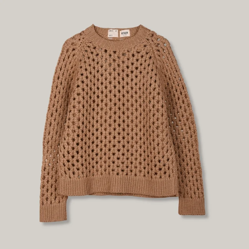 High - Low Hem Women's Cashmere - Blended SweatersGIRLS OF DUST FISHERMAN SWEATER - YARN POESIE - ALMOND