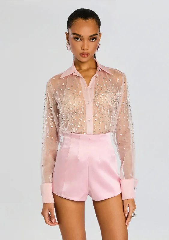 High - Low Hem Women's Cashmere - Blended SweatersAubriella Embellished Shirt