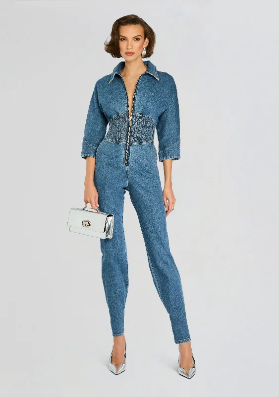 Tie - Front Women's Lambswool Sweaters in Pastel HuesDeidra Denim Jumpsuit