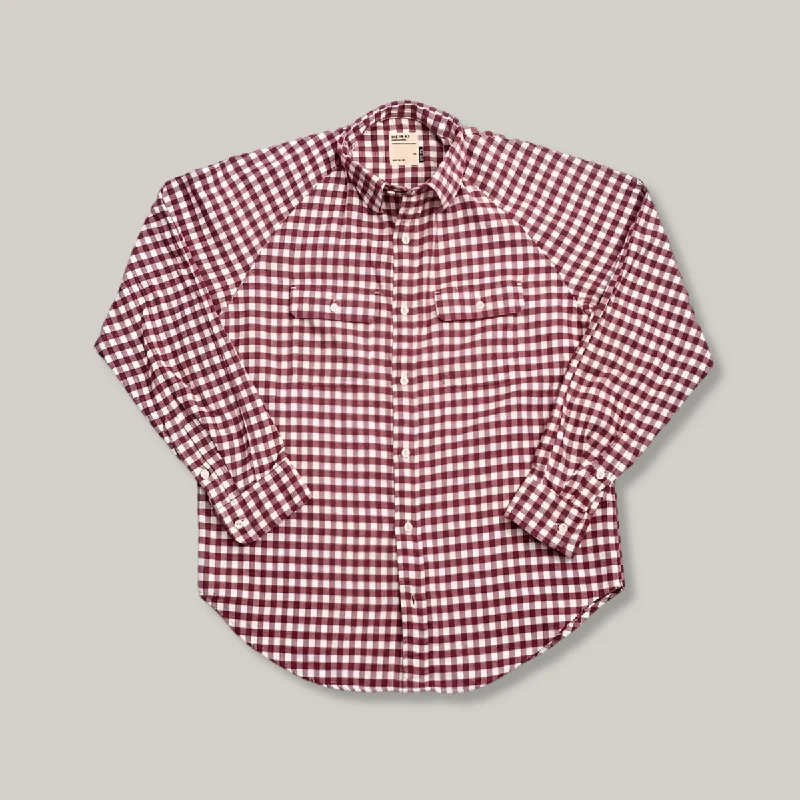 Plus Size Women's Oversized Chunky Knit SweatersHEIMAT FLANNEL GINGHAM WORK SHIRT - BURGUNDY/ SEASHELL Plus Size Women's Oversized Chunky Knit SweatersHEIMAT FLANNEL GINGHAM WORK SHIRT - BURGUNDY/ SEASHELL