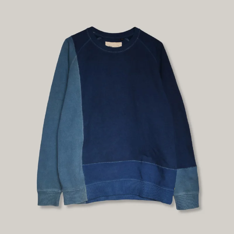Bell - Sleeve Women's Mohair - Wool Blend Sweaters11.11 SHADES OF INDIGO PATCHWORK COTTON SWEATSHIRT