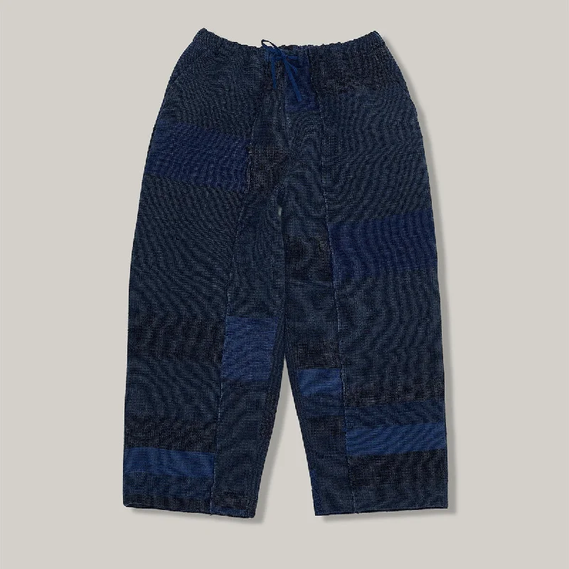 Short Sleeve Women's Cotton Blend Sweaters in Pastel Colors11.11 DRAW STRING HAND WOVEN PATCHWORK PANT - INDIGO Short Sleeve Women's Cotton Blend Sweaters in Pastel Colors11.11 DRAW STRING HAND WOVEN PATCHWORK PANT - INDIGO
