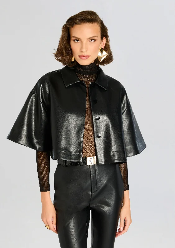 Mock Neck Women's Alpaca Wool Sweaters in Earth TonesAdi Vegan Leather Cropped Jacket
