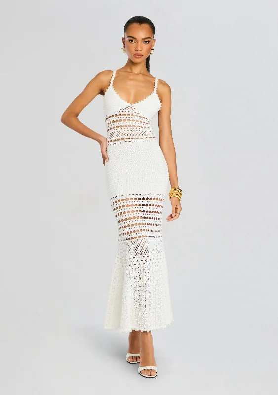 Boat Neck Women's Merino Wool Sweaters in Neutral ShadesBelize Knit Crochet Dress