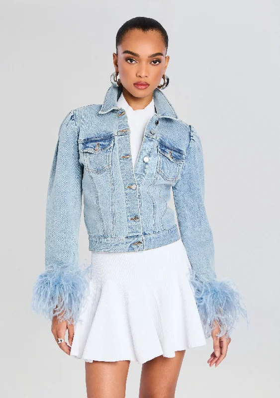 Bell - Sleeve Women's Mohair - Wool Blend SweatersLibby Denim Jacket
