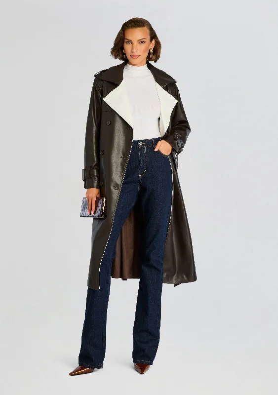 Open - Front Women's Cardigan - Style Mohair SweatersEstelle Vegan Leather Trench Coat