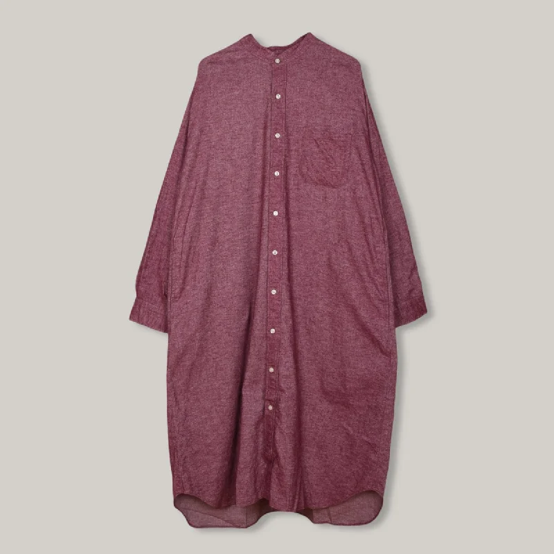 Bell - Sleeve Women's Mohair - Wool Blend SweatersTS(S) BAGGY FIT BAND COLLAR SHIRT DRESS - WINE Bell - Sleeve Women's Mohair - Wool Blend SweatersTS(S) BAGGY FIT BAND COLLAR SHIRT DRESS - WINE