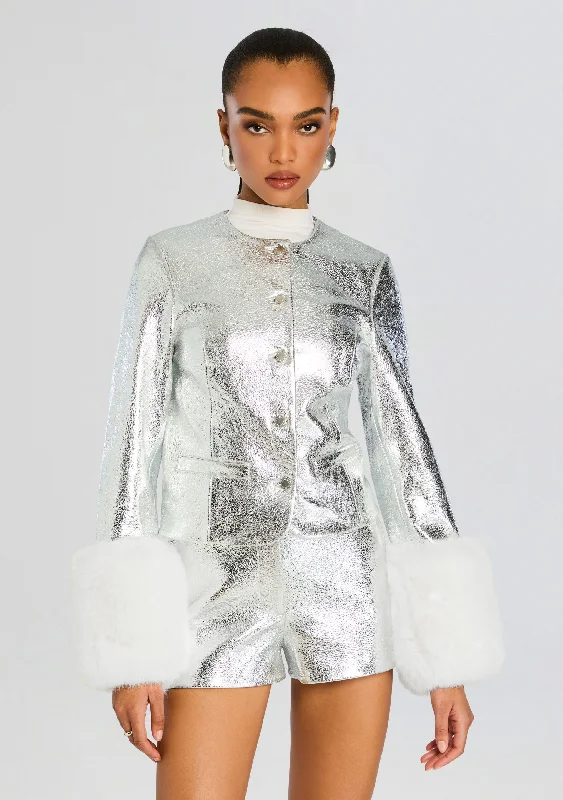 Short Sleeve Women's Cotton Blend Sweaters in Pastel ColorsTalvi Leather Jacket