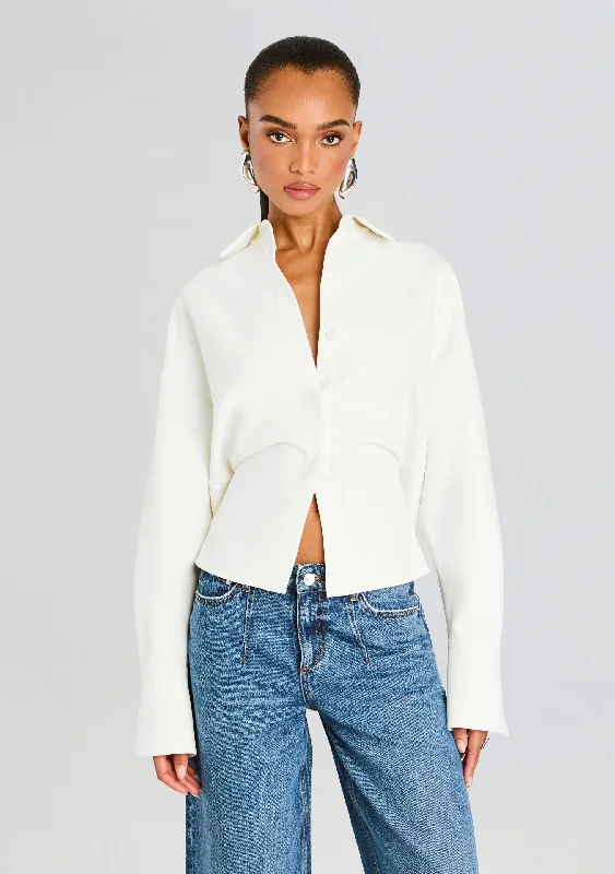 Cropped Women's Angora Blend Sweaters for a Trendy LookRhia Crepe Draped Button Down Cropped Women's Angora Blend Sweaters for a Trendy LookRhia Crepe Draped Button Down
