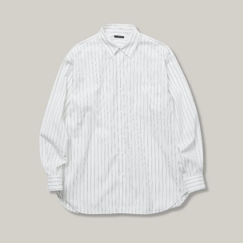 Plus Size Women's Side - Slit Sweaters in Bold SolidsLENO STANDARD STRIPE SHIRT - WHITE STRIPE