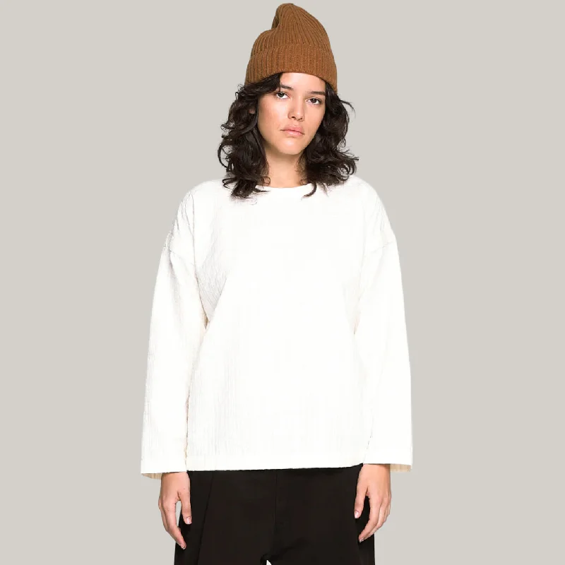 Split - Hem Women's Linen Blend Sweaters for SpringGIRLS OF DUST GARDENER SMOCK - MILK Split - Hem Women's Linen Blend Sweaters for SpringGIRLS OF DUST GARDENER SMOCK - MILK