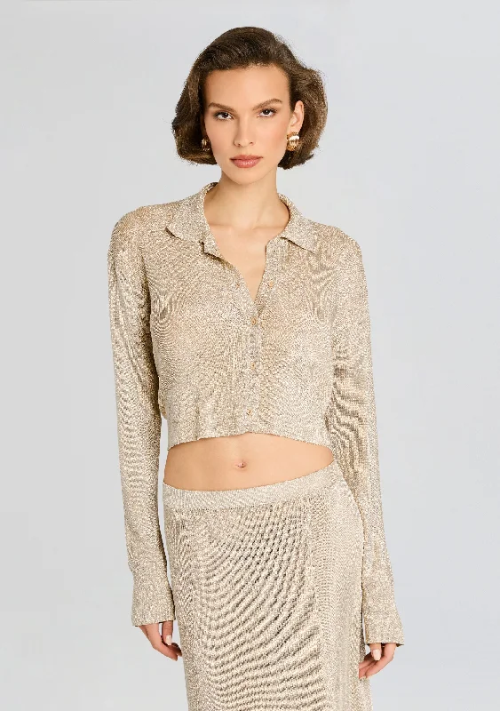 Mock Neck Women's Alpaca Wool Sweaters in Earth TonesJessa Metallic Knit Top