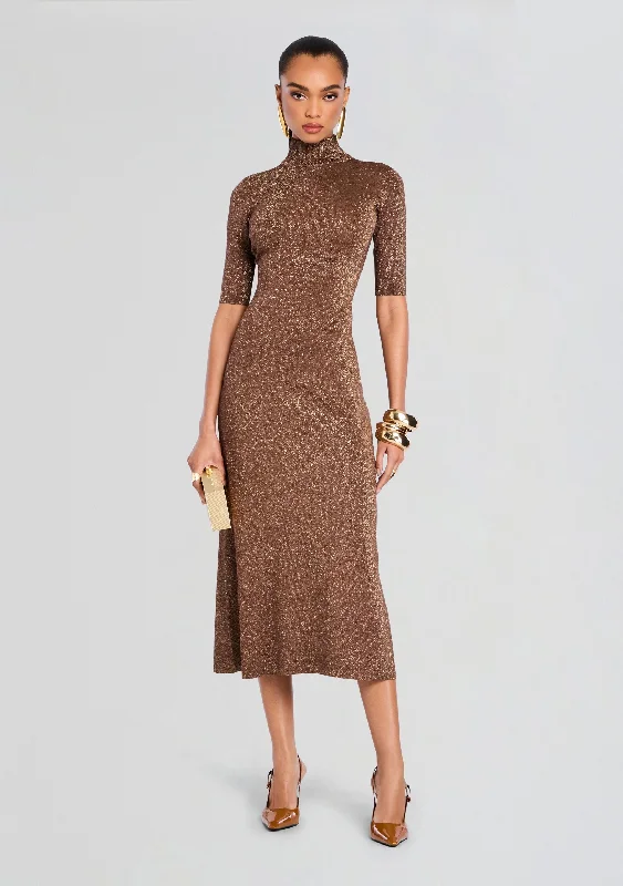 Split - Hem Women's Linen Blend Sweaters for SpringMaribel Metallic Knit Dress
