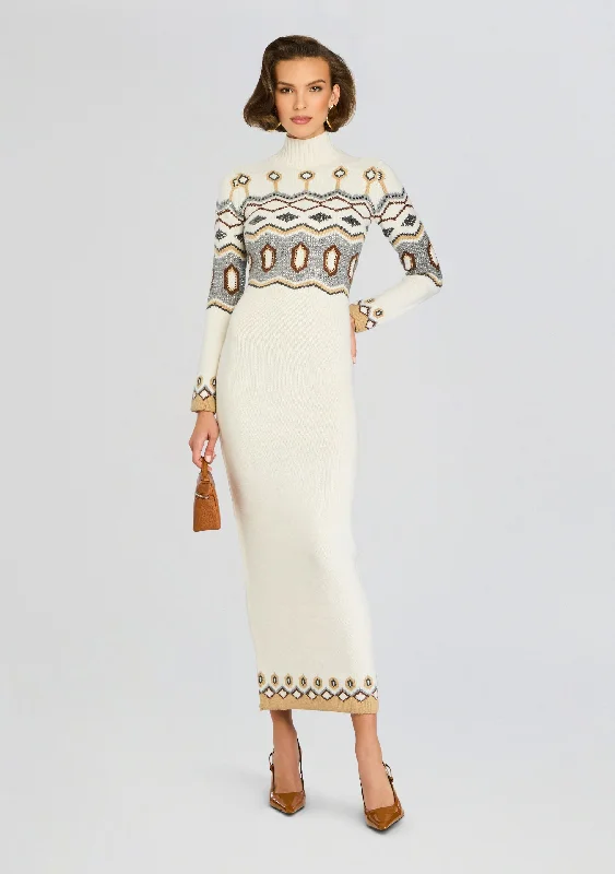 Boat Neck Women's Merino Wool Sweaters in Neutral ShadesMcCoy Knit Dress