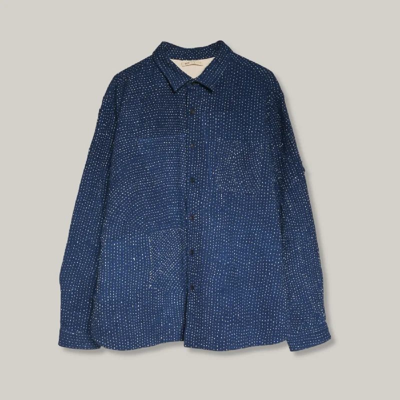 High - Low Hem Women's Cashmere - Blended Sweaters11.11 HAND STITCHED PATCHWORK LOVERS SHIRT - INDIGO High - Low Hem Women's Cashmere - Blended Sweaters11.11 HAND STITCHED PATCHWORK LOVERS SHIRT - INDIGO